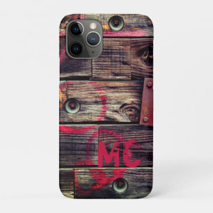 Capa Para iPhone 11 Pro Padrão De Madeira Rústica Industrial Monogramada