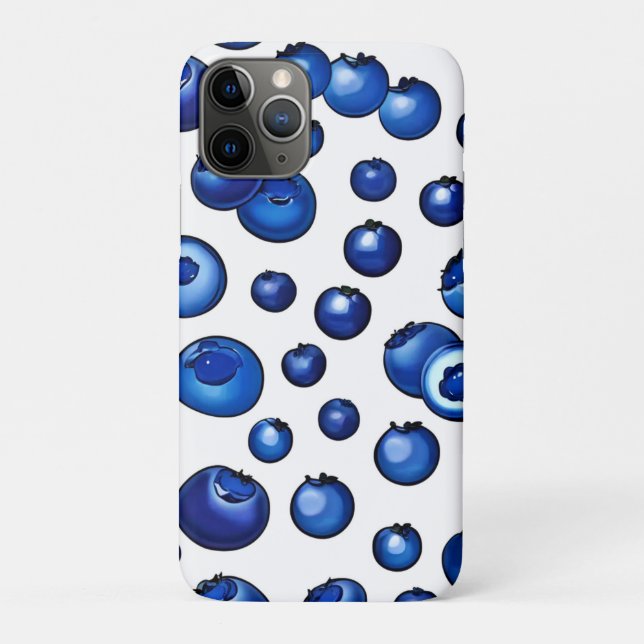 Capa Para iPhone 11 Pro Padrão de Mirtilo Fresco (Verso)
