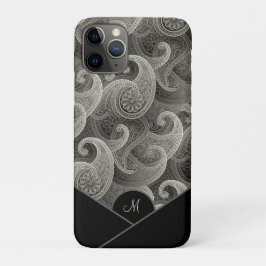 Capa Para iPhone 11 Pro Padrão de Paisley de Cinza na moda com Monograma
