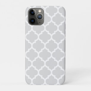 Capa Para iPhone 11 Pro Padrão de Quatrefoil Marroquino Branco de Cinzas C