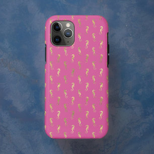 Capa Para iPhone 11 Pro Padrão de repetição do cavalo de mar rosa e Dou