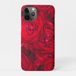 Capa Para iPhone 11 Pro Padrão de rosas vermelhas profundas