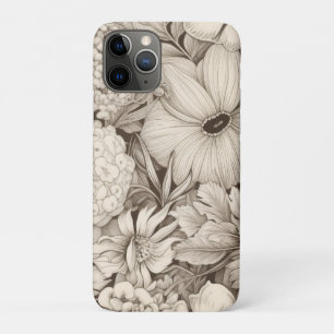 Capa Para iPhone 11 Pro Padrão de Sepia Floral Vintage (8)