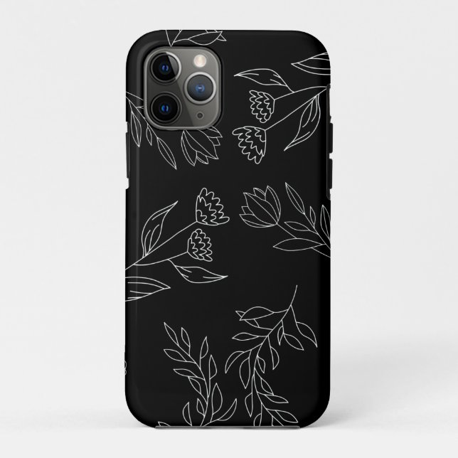 Capa Para iPhone 11 Pro Padrão de silhueta de flores (Verso)