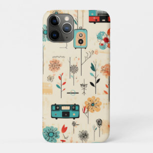 Capa Para iPhone 11 Pro Padrão de Vintage Floral & Camera (2)