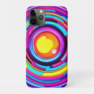 Capa Para iPhone 11 Pro Padrão de Vórtex Neon Circle