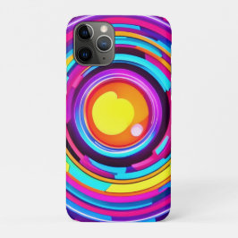 Capa Para iPhone 11 Pro Padrão de Vórtice de Círculo de Néon