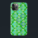 Capa Para iPhone 11 Pro Padrão de Wallpaper Art Deco, Jade Green<br><div class="desc">Padrão geométrico do papel de parede em tons de turquesa,  azul e verde-claro num fundo verde-jade profundo</div>