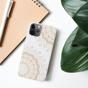Capa Para iPhone 11 Pro Padrão Elegante Dourado de Mandala em Branco