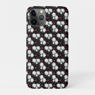 Capa Para iPhone 11 Pro Padrão Floral Branco Elegante em Fundo Preto
