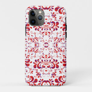 Capa Para iPhone 11 Pro Padrão floral branco-vermelho-branco-branco