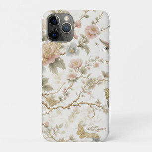 Capa Para iPhone 11 Pro Padrão Floral Chinês Vintage com Beija-flor