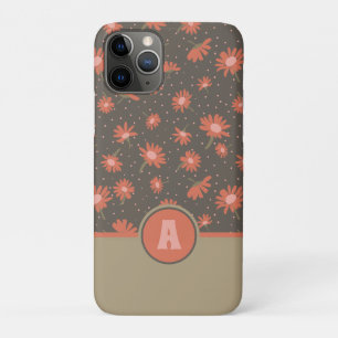 Capa Para iPhone 11 Pro Padrão Floral Cor-de-Rosa do Monograma