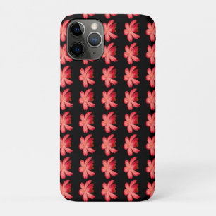Capa Para iPhone 11 Pro Padrão Floral de Aquarela de Flor Vermelha em Pret