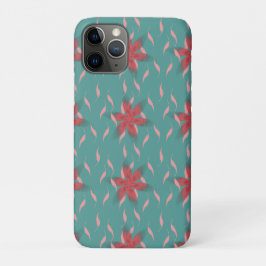 Capa Para iPhone 11 Pro Padrão floral de coral tropical em azul-turquesa