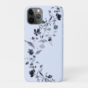 Capa Para iPhone 11 Pro Padrão floral de índigo de marinho de aquarela c