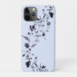 Capa Para iPhone 11 Pro Padrão floral de índigo de marinho de aquarelas Ca