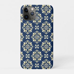 Capa Para iPhone 11 Pro Padrão Floral Elegante com Acentos Dourados