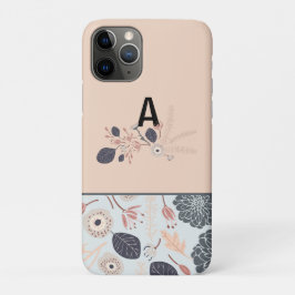 Capa Para iPhone 11 Pro Padrão Floral Elegante Monograma Inicial