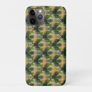 Capa Para iPhone 11 Pro Padrão Floral Laranja Verde Vintage