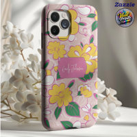 Padrão Floral Rosa com Nome Personalizado