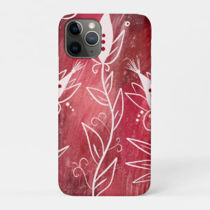 Capa Para iPhone 11 Pro Padrão Floral Vermelho E Branco