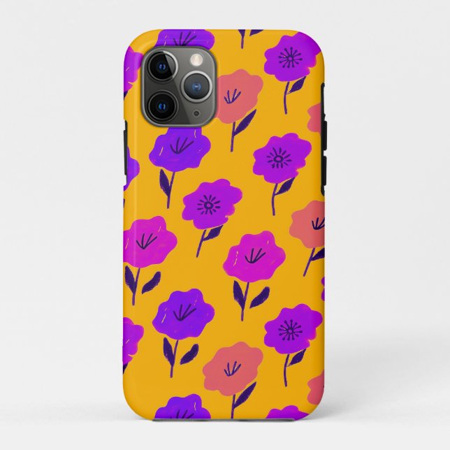 Capa Para iPhone 11 Pro Padrão Floral Vibrante (Verso)