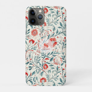 Capa Para iPhone 11 Pro Padrão Floral Vintage Red Daisy - Botânico
