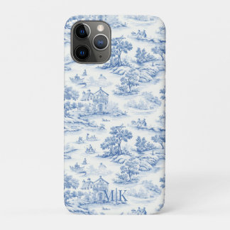 Capa Para iPhone 11 Pro Padrão Francês Elegante Blue Toile de Jouy