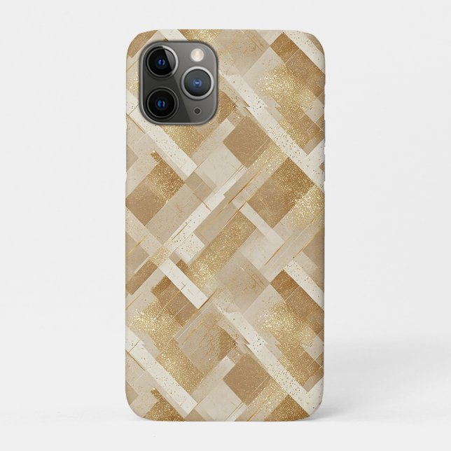 Capa Para iPhone 11 Pro Padrão Geométrico Abstrato Dourado com Metallic (Verso)