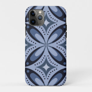 Capa Para iPhone 11 Pro Padrão Geométrico Azul Estilo Retro