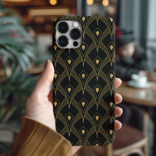 Capa Para iPhone 11 Pro Padrão geométrico Dourado e preto