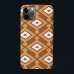 Capa Para iPhone 11 Pro Padrão Ikat - Castanho, ferrugem e creme<br><div class="desc">Padrão tribal clássico,  com textura estriada,  tecida de Ikat - Prurido macio e cremoso padrão branco sobre fundo castanho de chocolate</div>