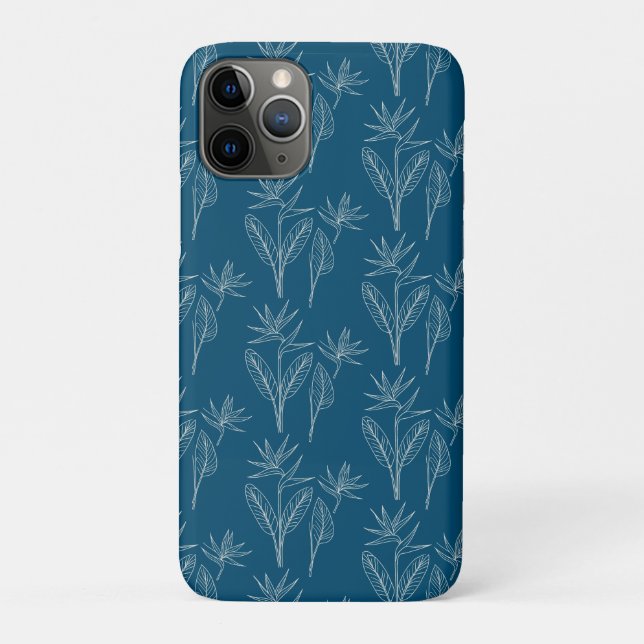 Capa Para iPhone 11 Pro Padrão mínimo moderno havaiano de ave do paraíso (Verso)