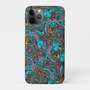 Capa Para iPhone 11 Pro Padrão tribal mitologia boho Xolotl Axolote Asteca