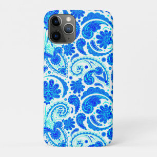 Capa Para iPhone 11 Pro Padrões de aqua paisley, azuis,