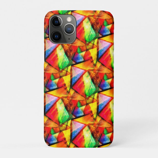Capa Para iPhone 11 Pro Padrões de triângulos contínuos abstratos colorido (Verso)