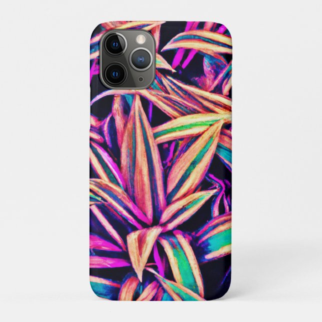 Capa Para iPhone 11 Pro Padrões Neon Leaf desvendados (Verso)