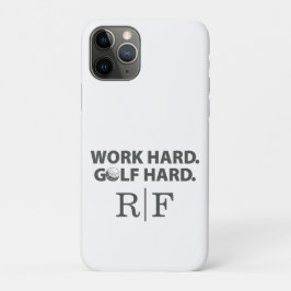 Capa Para iPhone 11 Pro Pai de Golfe Engraçado Monograma Trabalhe Duro Gol