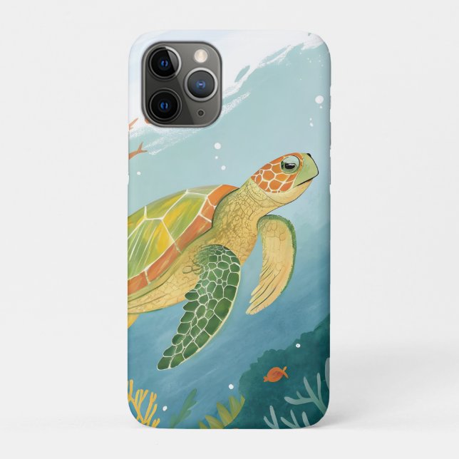 Capa Para iPhone 11 Pro Painting Turtle (Verso)