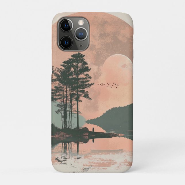 Capa Para iPhone 11 Pro Paisagem Boho Abstrato (1) (Verso)