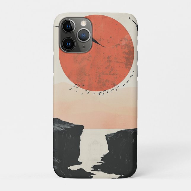 Capa Para iPhone 11 Pro Paisagem Boho Abstrato (12) (Verso)