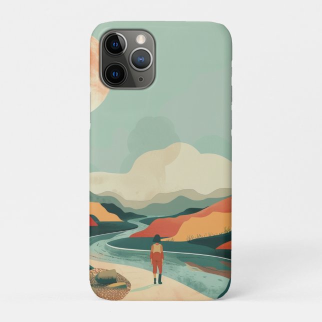 Capa Para iPhone 11 Pro Paisagem Boho Abstrato (14) (Verso)