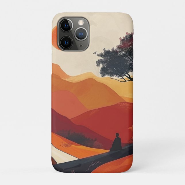 Capa Para iPhone 11 Pro Paisagem Boho Abstrato (19) (Verso)