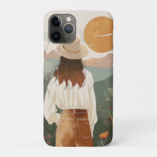 Capa Para iPhone 11 Pro Paisagem Boho Abstrato (20) (Verso)