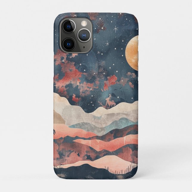Capa Para iPhone 11 Pro Paisagem Boho Abstrato (24) (Verso)