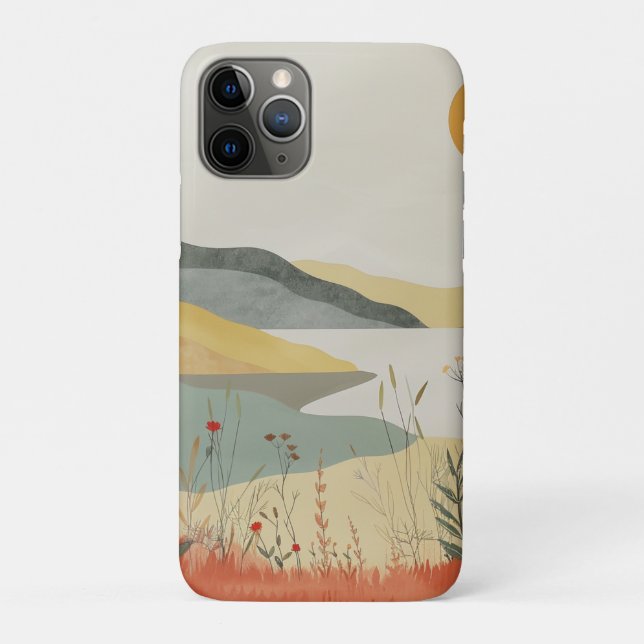 Capa Para iPhone 11 Pro Paisagem Boho Abstrato (25) (Verso)