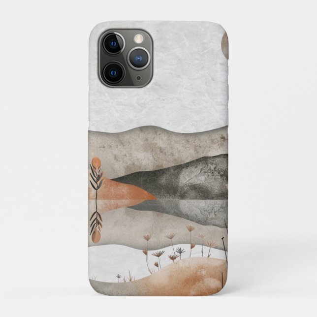 Capa Para iPhone 11 Pro Paisagem Boho Abstrato (3) (Verso)