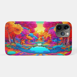 Capa Para iPhone 11 Pro Paisagem de Fantasia Colorida