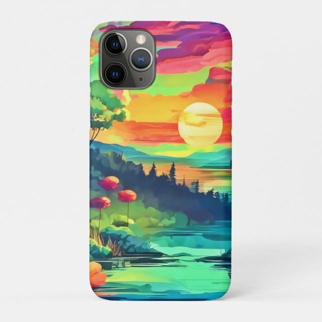 Capa Para iPhone 11 Pro Paisagem de Fantasia Sunset (Verso)